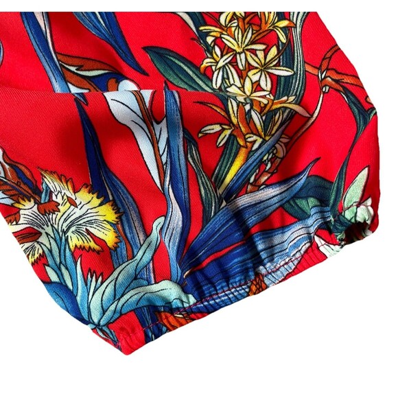Jacaranda Womens M Off Shoulders Red Multicolored Tropical Floral Peplum Blouse - Picture 2 of 6